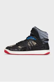 Black sneakers with canvas insert