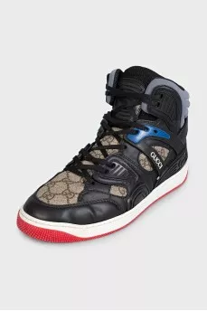 Black sneakers with canvas insert