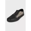 Men's black leather and canvas sneakers