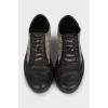 Men's black leather and canvas sneakers