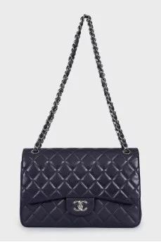 Синя шкіряна сумка Double Flap