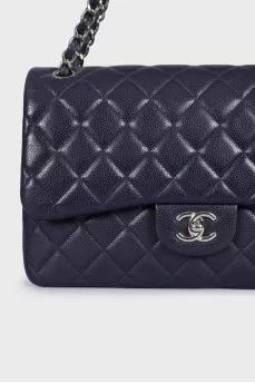 Синя шкіряна сумка Double Flap