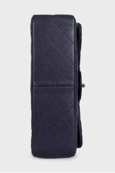 Синя шкіряна сумка Double Flap
