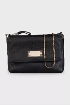 Black leather crossbody bag with logo