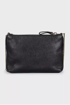 Black leather crossbody bag with logo