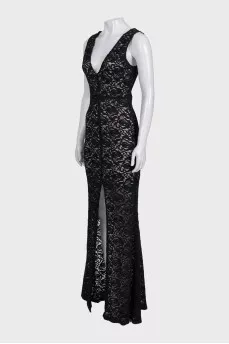 Black V-neck lace dress