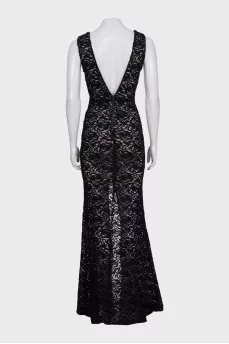 Black V-neck lace dress
