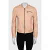 Beige leather jacket with pockets
