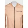 Beige leather jacket with pockets