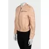 Beige leather jacket with pockets