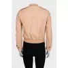 Beige leather jacket with pockets