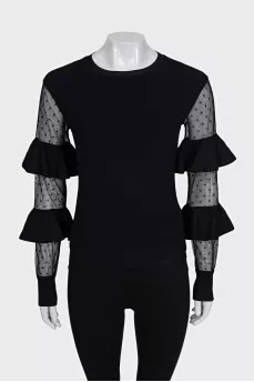 Jumper with transparent sleeves