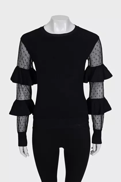 Jumper with transparent sleeves