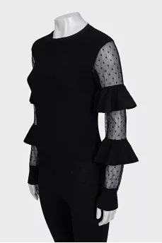 Jumper with transparent sleeves