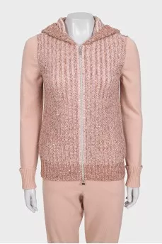 Pink suit with straight-leg trousers