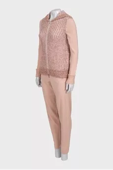 Pink suit with straight-leg trousers