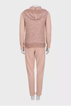 Pink suit with straight-leg trousers