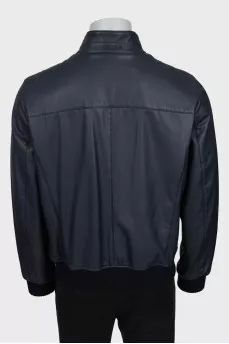 Men's insulated leather jacket with a zipper