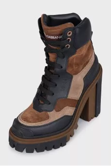 Suede ankle boots with chunky heels