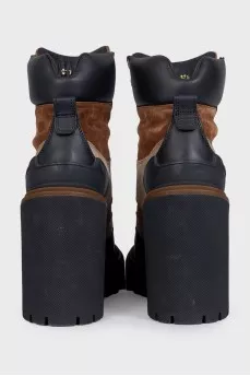 Suede ankle boots with chunky heels