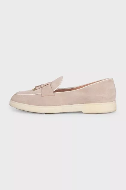 Beige suede loafers