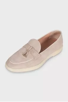 Beige suede loafers