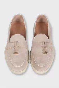 Beige suede loafers