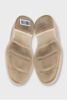 Beige suede loafers