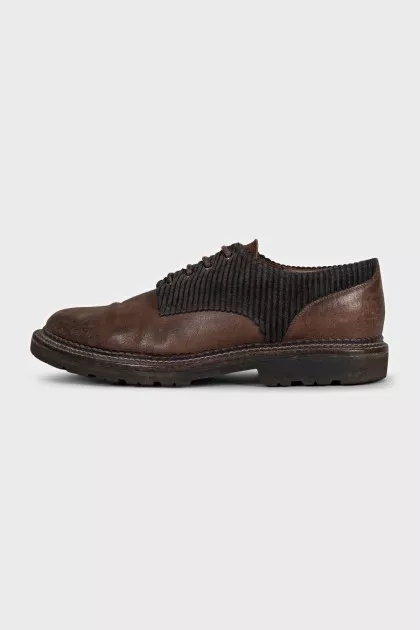 Men's brown leather lace-up shoes
