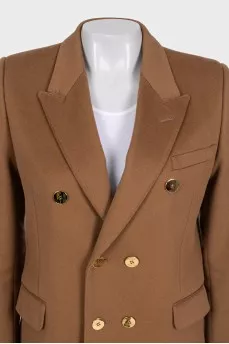 Cropped wool and cashmere coat with buttons