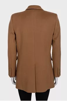 Cropped wool and cashmere coat with buttons