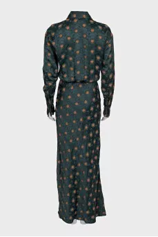 Green fitted dress with a print
