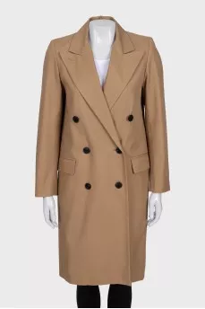 Double-breasted straight-cut coat