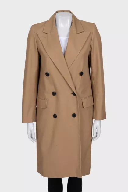 Double-breasted straight-cut coat