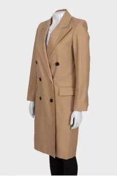Double-breasted straight-cut coat