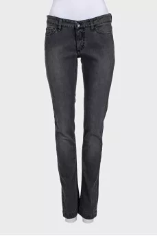 Grey low-rise tapered jeans