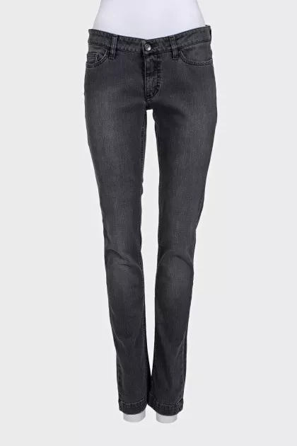 Grey low-rise tapered jeans