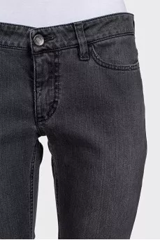 Grey low-rise tapered jeans