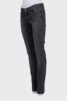 Grey low-rise tapered jeans