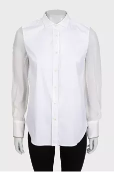 Straight-cut shirt with transparent sleeves