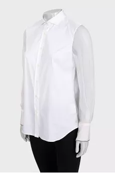 Straight-cut shirt with transparent sleeves