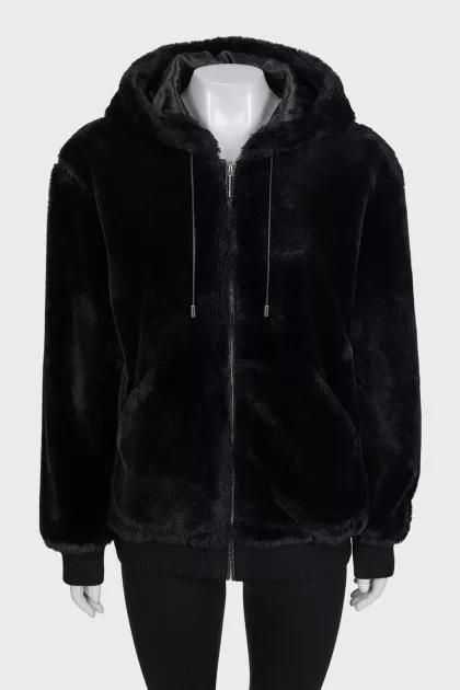Black jacket with a zip-up hood