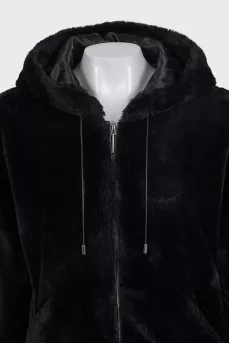 Black jacket with a zip-up hood