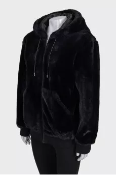 Black jacket with a zip-up hood