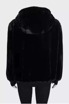 Black jacket with a zip-up hood