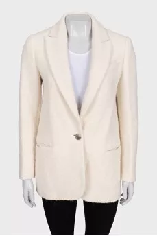 White straight-cut button-down jacket