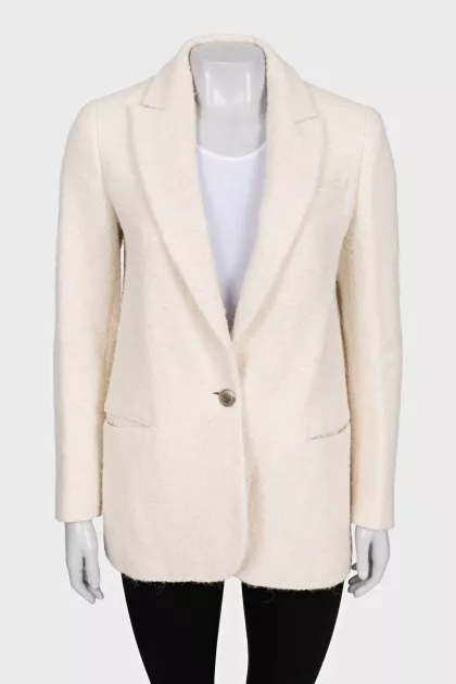White straight-cut button-down jacket
