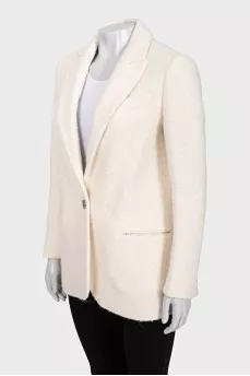 White straight-cut button-down jacket