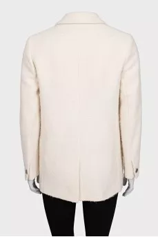 White straight-cut button-down jacket