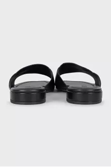 Black leather Dina slides with tag